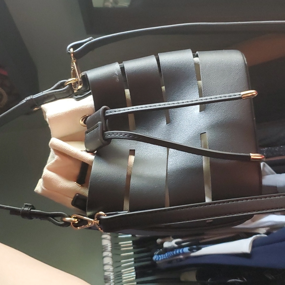 Black bucket crossbody